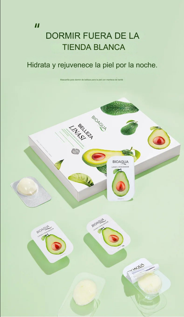 💚 Mascarilla de Aguacate Bioaqua 🥑 - Pack de 8 Unidades