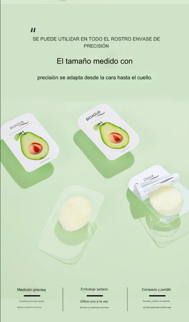💚 Mascarilla de Aguacate Bioaqua 🥑 - Pack de 8 Unidades